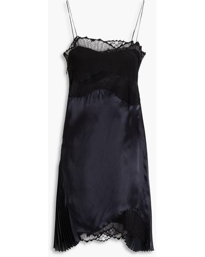Victoria Beckham Cami Lace-paneled Satin Mini Dress - Black