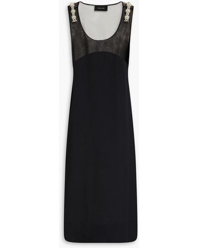 Simone Rocha Embellished Tulle-paneled Crepon Dress - Black