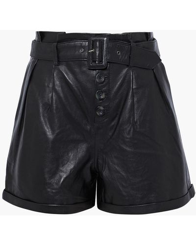 Muubaa Parker shorts aus plissiertem leder mit gürtel - Schwarz