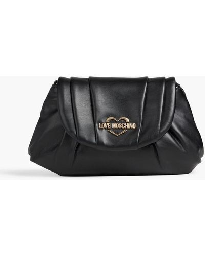 Love Moschino Pleated Faux Leather Clutch - Black