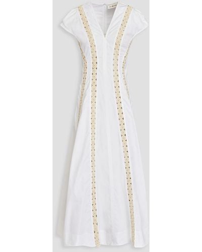 Tory Burch Cotton-twill Midi Dress - White