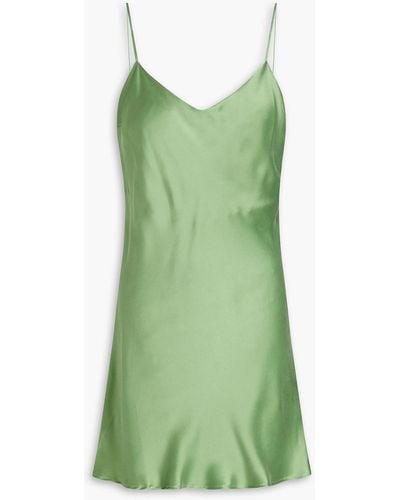 Asceno The Lyon Washed-silk Mini Slip Dress - Green