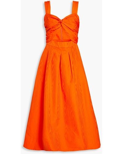 Rebecca Vallance Carmelita Cutout Moire Midi Dress - Orange