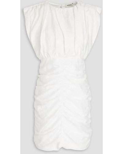 Sandro Ruched Crinkled Twill Mini Dress - White