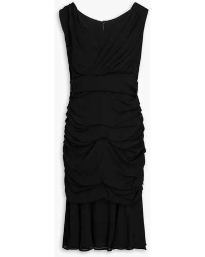Dolce & Gabbana Ruched Silk-crepe Dress - Black