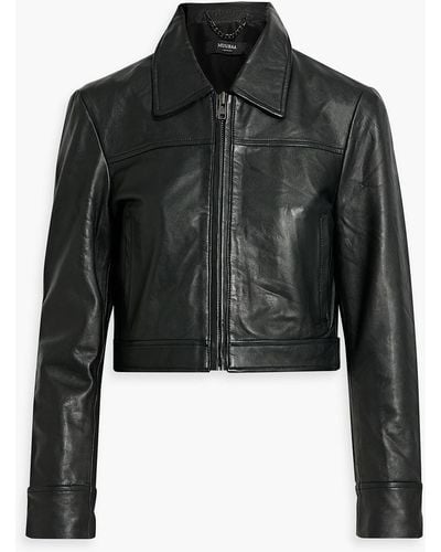 Muubaa Denver Cropped Leather Jacket - Black