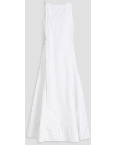 BITE STUDIOS Draped Fluted Cotton-poplin Midi Dress - White