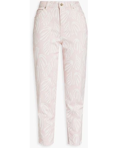 Temperley London Fontana Cropped Printed High-rise Straight-leg Jeans - Pink