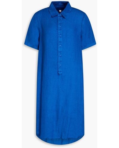 120% Lino Linen Shirt Dress - Blue