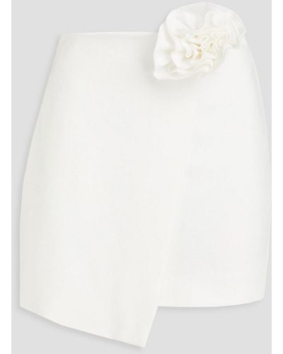 Nicholas Saylor Floral-appliquéd Wrap-effect Jersey Mini Skirt - White