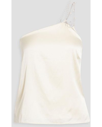 Cami NYC Dariah verziertes top aus stretch-seidensatin mit asymmetrischer schulterpartie - Natur