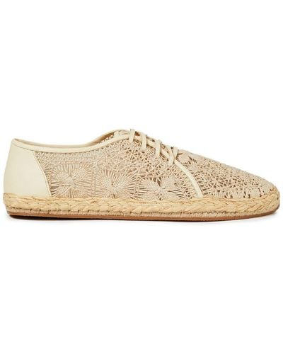 Zimmermann Leather-trimmed Crocheted Cotton Espadrilles - Natural