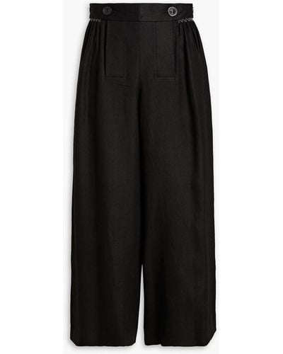 Maison Margiela Pleated Linen-twill Pants - Black