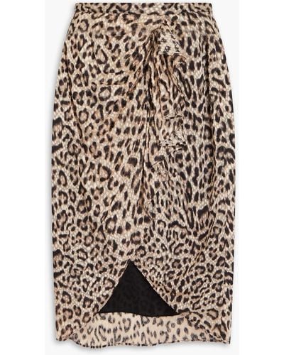 IRO Marwa Wrap-effect Leopard-print Fil Coupé-voile Skirt - Multicolour