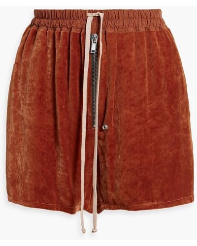 Rick Owens Bela Zip-detailed Velvet Shorts - Red