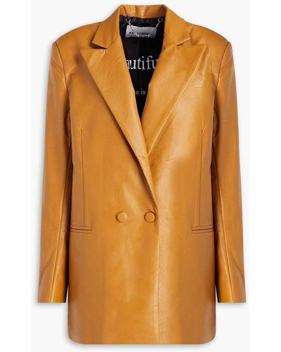 Each x Other Double-breasted Faux Leather Blazer - Orange
