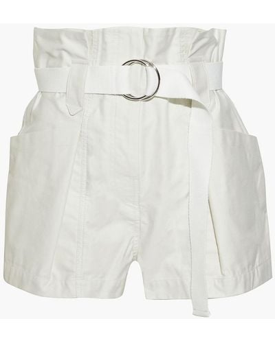 IRO Bordina Belted Pleated Cotton-twill Shorts - White