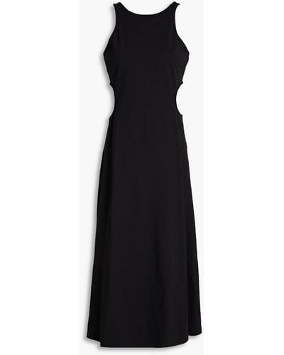 FRAME Cutout Cotton-jersey Midi Dress - Black