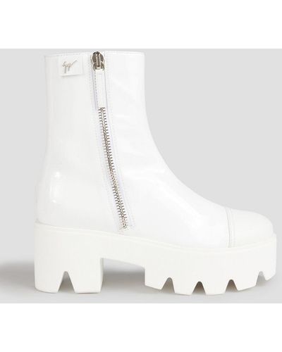 Giuseppe Zanotti Juliett Patent-leather Platform Ankle Boots - White