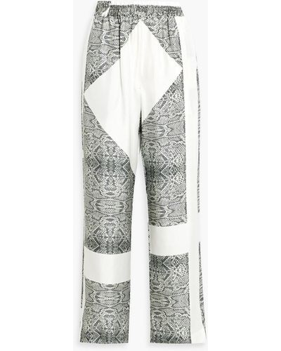 Envelope Vehi Snake-print Silk-satin Wide-leg Pants - White