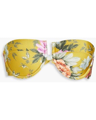 Zimmermann Floral-print Underwired Bandeau Bikini Top - Yellow