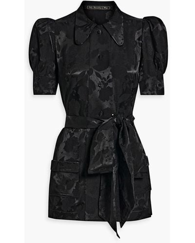 The Vampire's Wife Belted Jacquard Shirt - Black