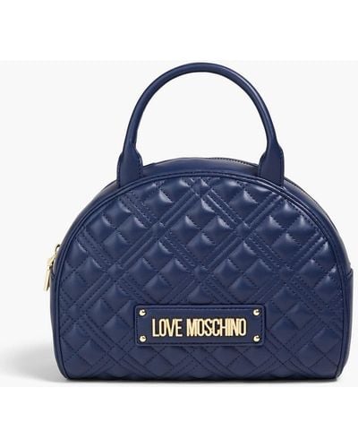 Love Moschino Quilted Faux Leather Tote - Blue