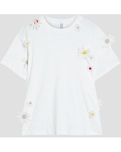 Rosie Assoulin Floral-appliquéd Cotton-jersey T-shirt - White