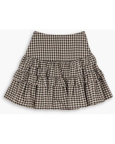 Molly Goddard Tiered Ruffled Gingham Cotton-poplin Mini Skirt - Black