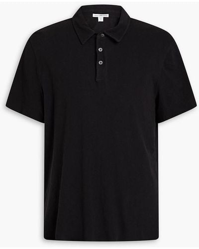 James Perse Brushed Cotton-blend Polo Shirt - Black