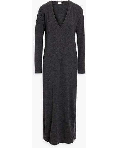 Brunello Cucinelli Wool-blend Jersey Maxi Dress - Black
