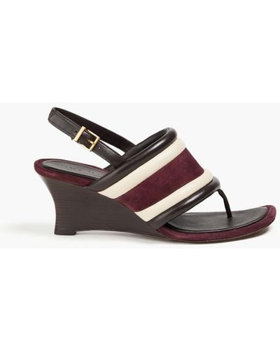 Tory Burch Color-block Leather And Suede Wedge Sandals - Multicolour