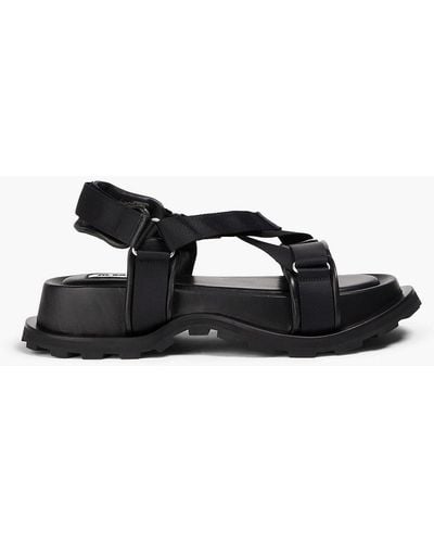 Jil Sander Leather Wedge Sandals - Black