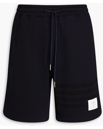 Thom Browne Appliquéd Ribbed French Cotton-terry Drawstring Shorts - Blue