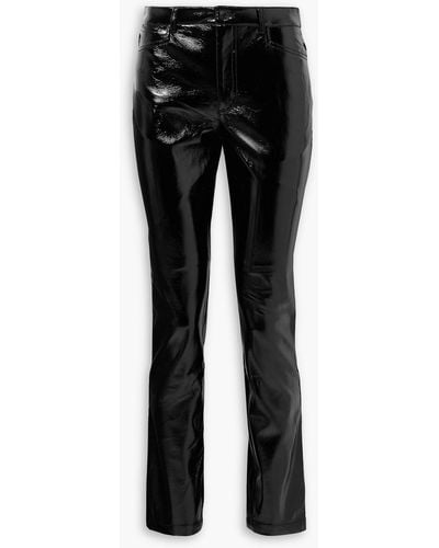 Proenza Schouler Crinkled Faux Patent-leather Straight-leg Trousers - Black