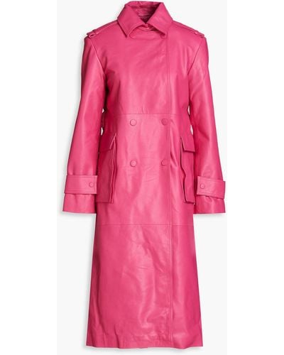 REMAIN Birger Christensen Pirene Double-breasted Leather Coat - Pink