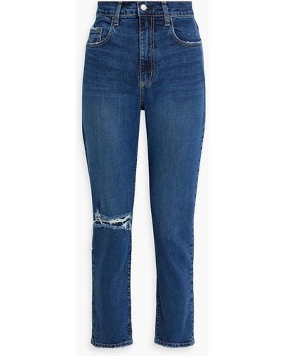 Nobody Denim Frankie Cropped Distressed High-rise Skinny Jeans - Blue