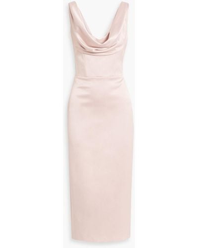 Rasario Draped Satin-crepe Midi Dress - Pink