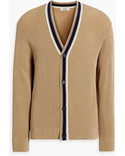 Sandro Milo Striped Knitted Cardigan - Natural