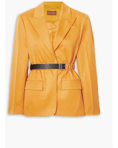 Altuzarra Lilium Belted Wool-blend Twill Blazer - Yellow