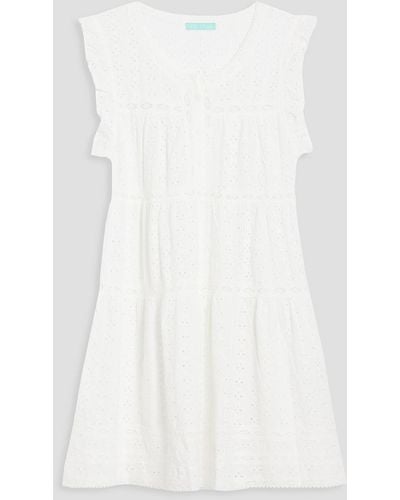 Melissa Odabash Rebekah Ruffled Broderie Anglaise Cotton Mini Dress - White