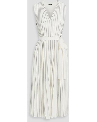 JOSEPH Holford Pleated Striped Crepe Midi Dress - White