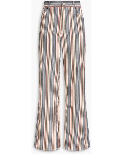 See By Chloé Striped Cotton-jacquard Straight-leg Trousers - White