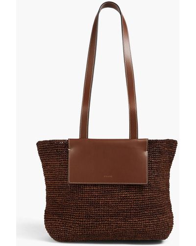 FRAME Le Market Ramie And Leather Tote - Brown