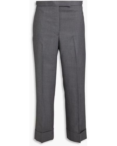 Thom Browne Wool-piqué Straight-leg Trousers - Grey
