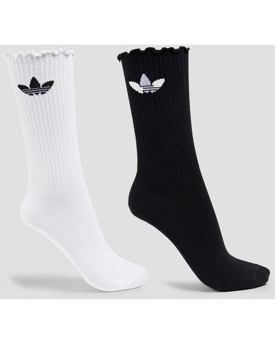 adidas Originals Ruffle-trimmed Logo-jacquard Knitted Socks - White