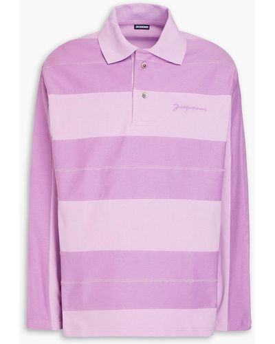 Jacquemus Raye Striped Cotton-jersey Polo Shirt - Pink