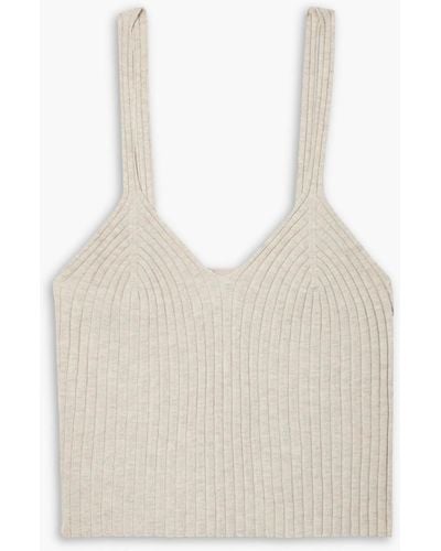 The Range Cropped Ribbed Cotton-blend Tank - White