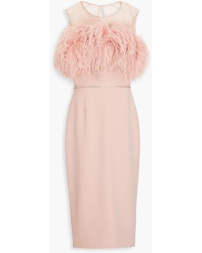 Jenny Packham Embellished Stretch-crepe Midi Dress - Pink