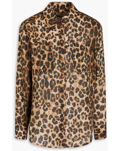 Claudie Pierlot Calisse hemd aus baumwolle mit leopardenprint - Braun